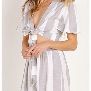 Show Me Your Mumu Arie Tie Top Grey Bengal Stripe